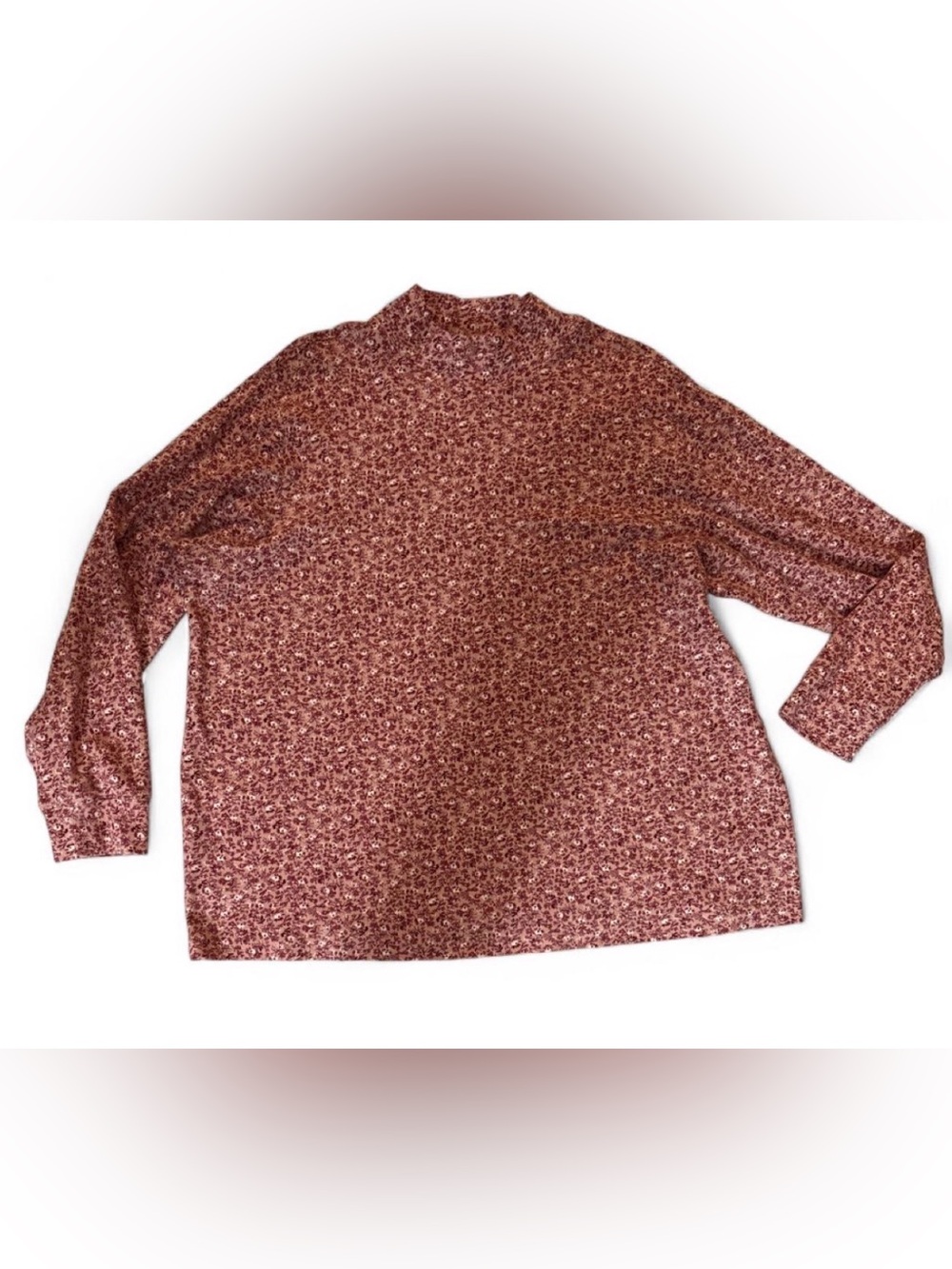 Lands' End Rust Floral Mock Neck Long Sleeve Tunic